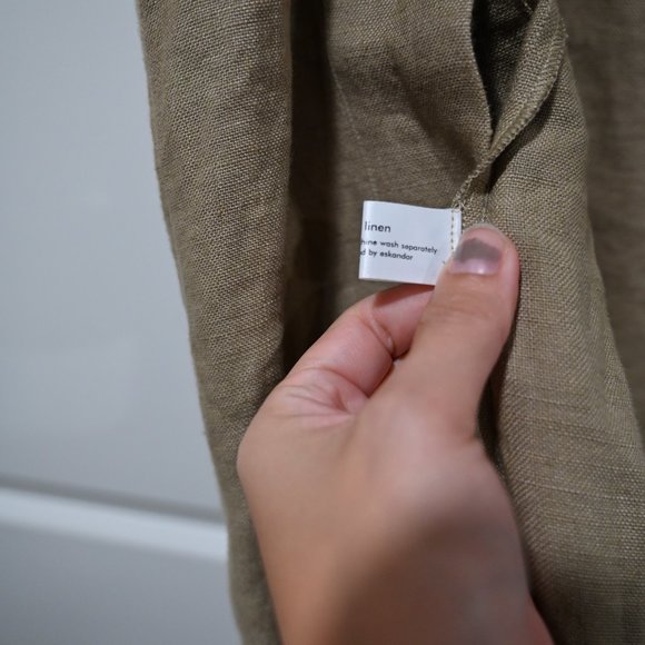 ESKANDAR Size 0 Tan Linen A-Line Heavy Vest Jacket | Size 0 - Picture 7 of 8